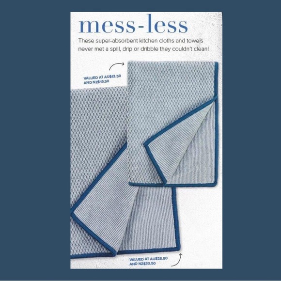 Norwex Diamond Weave Kitchen Towel and Cloth Set Graphite w Denim Trim - Picture 1 of 5